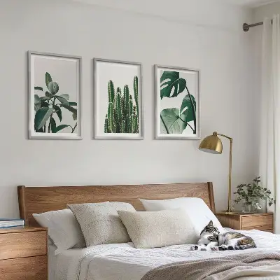 Set de 3 cuadros con motivos de plantas tropicales