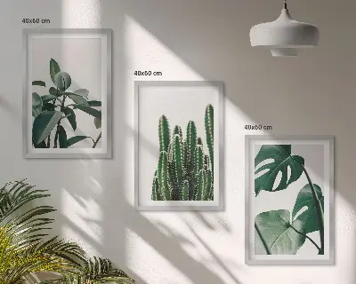 Set de 3 cuadros con motivos de plantas tropicales