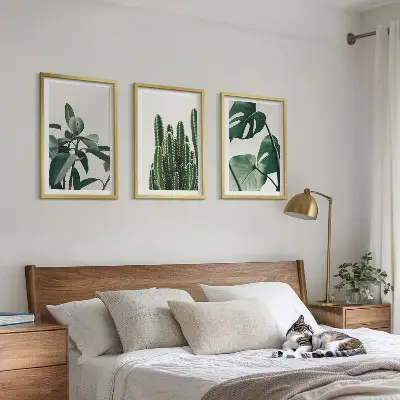 Set de 3 cuadros con motivos de plantas tropicales
