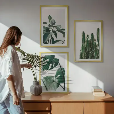 Set de 3 cuadros con motivos de plantas tropicales