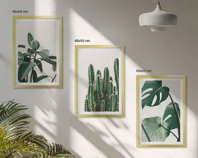 Set de 3 cuadros con motivos de plantas tropicales