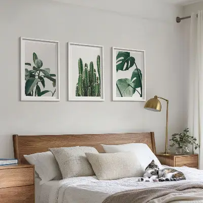 Set de 3 cuadros con motivos de plantas tropicales
