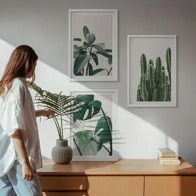Set de 3 cuadros con motivos de plantas tropicales