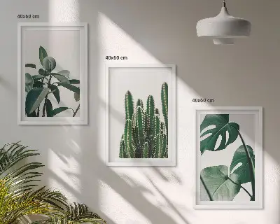 Set de 3 cuadros con motivos de plantas tropicales