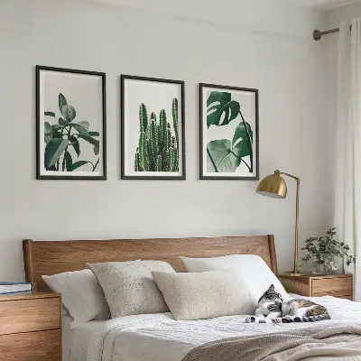 Set de 3 cuadros con motivos de plantas tropicales