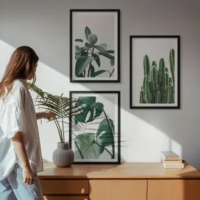 Set de 3 cuadros con motivos de plantas tropicales