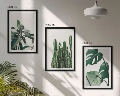 Set de 3 cuadros con motivos de plantas tropicales