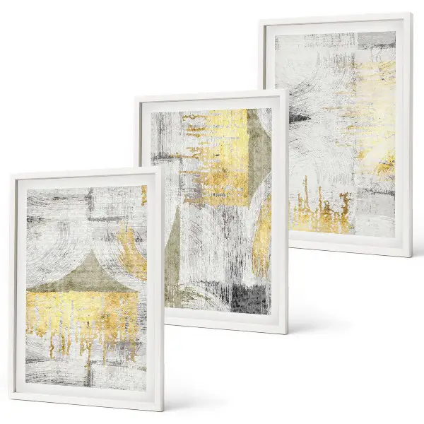 Juego de 3 cuadros con patrones de pintura abstracta moderna