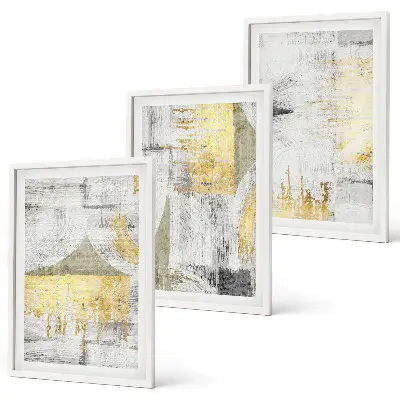 Juego de 3 cuadros con patrones de pintura abstracta moderna