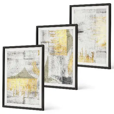 Juego de 3 cuadros con patrones de pintura abstracta moderna