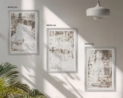 Juego de 3 cuadros con diseño de patrones abstractos en color blanco y marrón