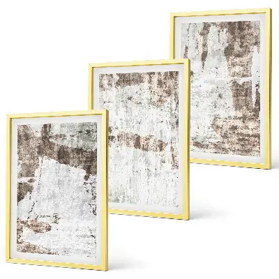 Juego de 3 cuadros con diseño de patrones abstractos en color blanco y marrón