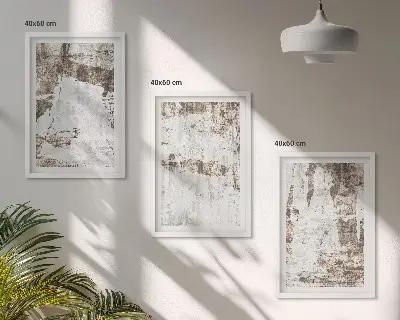 Juego de 3 cuadros con diseño de patrones abstractos en color blanco y marrón