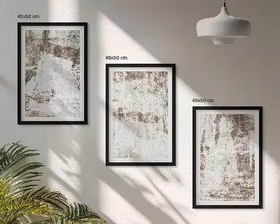 Juego de 3 cuadros con diseño de patrones abstractos en color blanco y marrón