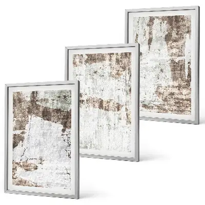 Juego de 3 cuadros con diseño de patrones abstractos en color blanco y marrón