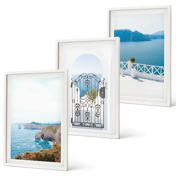 Set de 3 cuadros de arquitectura marítima de Grecia decoración para salón