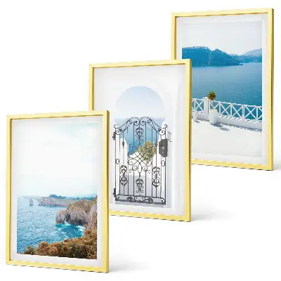 Set de 3 cuadros de arquitectura marítima de Grecia decoración para salón