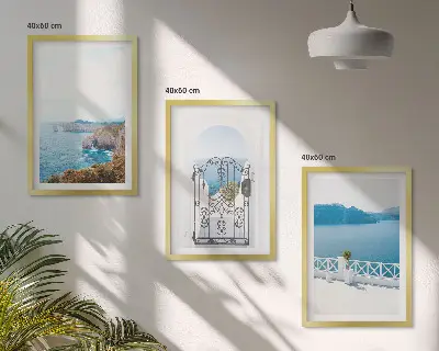 Set de 3 cuadros de arquitectura marítima de Grecia decoración para salón