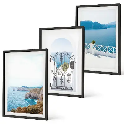 Set de 3 cuadros de arquitectura marítima de Grecia decoración para salón