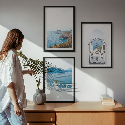 Set de 3 cuadros para salón Arquitectura marítima de Grecia