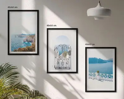 Set de 3 cuadros de arquitectura marítima de Grecia decoración para salón
