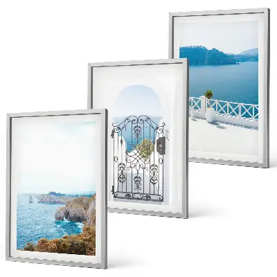 Set de 3 cuadros de arquitectura marítima de Grecia decoración para salón