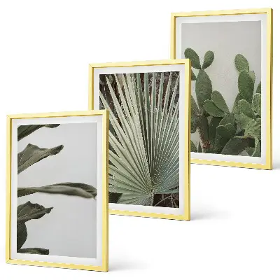 Juego de 3 cuadros con diseño de hojas de plantas tropicales en tonos pastel