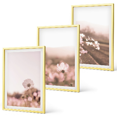 Set de 3 cuadros para salón Praderas de flores silvestres, paisajes de verano