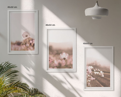 Set de 3 cuadros para salón Praderas de flores silvestres, paisajes de verano