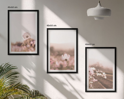 Set de 3 cuadros para salón Praderas de flores silvestres, paisajes de verano