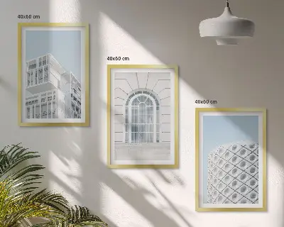 Set de 3 cuadros decorativos para salón con diseño de geometría de arquitectura moderna