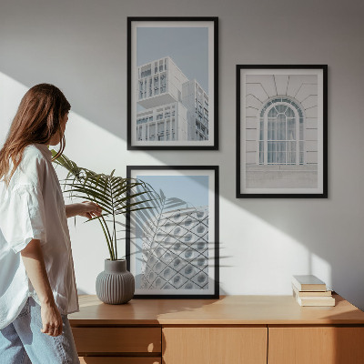 Set de 3 cuadros para salón Geometría de la arquitectura moderna