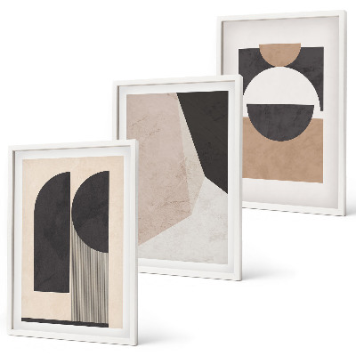 Juego de 3 cuadros Formas abstractas beige marrón