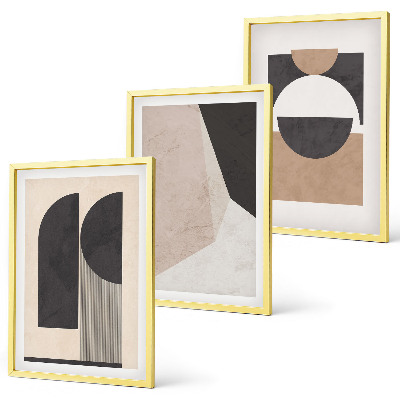 Juego de 3 cuadros Formas abstractas beige marrón