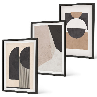 Juego de 3 cuadros Formas abstractas beige marrón