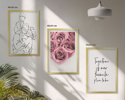 Set de 3 cuadros para salón Ramos de rosas dibujados a mano en familia