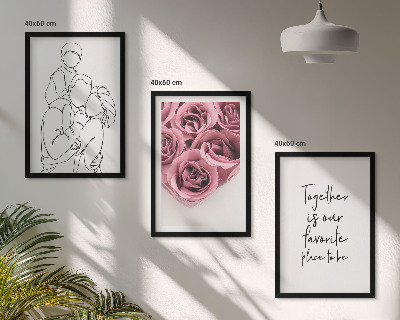 Set de 3 cuadros para salón Ramos de rosas dibujados a mano en familia