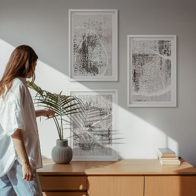 Juego de 3 cuadros patrones de vetas de madera gris