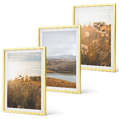 Set de 3 cuadros para salón Paisajes prados montañas lago