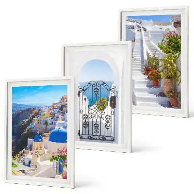 Set de 3 cuadros de arquitectura de Santorini Oia para salón