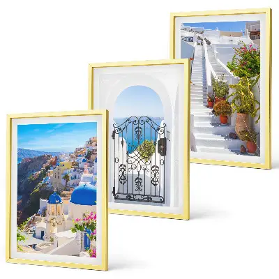 Set de 3 cuadros de arquitectura de Santorini Oia para salón