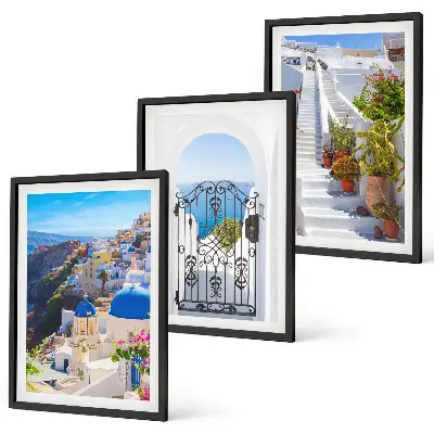 Set de 3 cuadros de arquitectura de Santorini Oia para salón