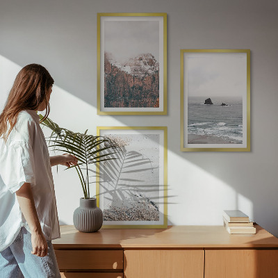 Set de 3 cuadros para salón Montañas, nubes, mar, arena, naturaleza