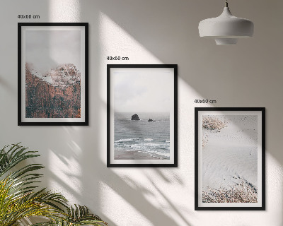 Set de 3 cuadros para salón Montañas, nubes, mar, arena, naturaleza