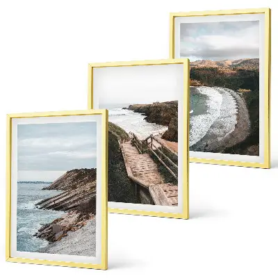 Juego de 3 cuadros con vistas de acantilados y paisajes de playa