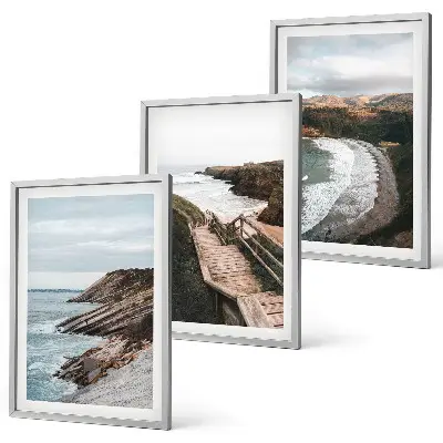 Juego de 3 cuadros con vistas de acantilados y paisajes de playa