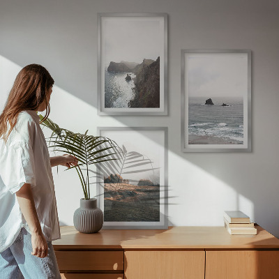 Set de 3 cuadros para salón Paisajes de montañas y mar