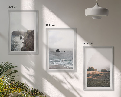 Set de 3 cuadros para salón Paisajes de montañas y mar