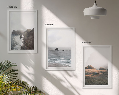 Set de 3 cuadros para salón Paisajes de montañas y mar