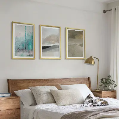 Set de 3 cuadros decorativos con diseño abstracto pintado